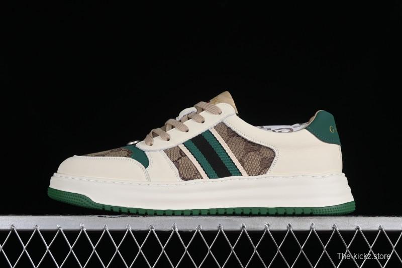 Gucci Chunky B Screener GG Casual Sneakers in Beige and Ebony GG Canvas with Leather Trim - 9Y9209666