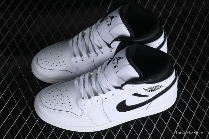 Nike Air Jordan 1 Mid AJ1 White Black Mid-Top Casual Sneakers - DQ8426-132
