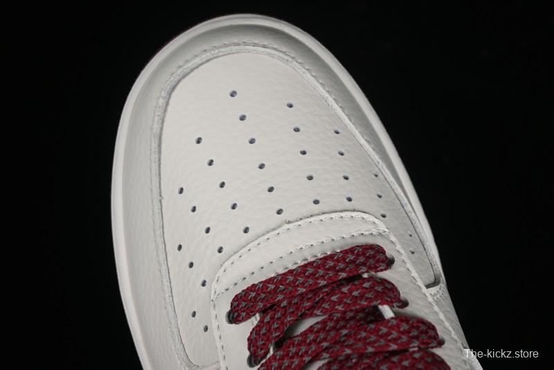 Nike Air Force 1 '07 Low "NIKE" Triple Swoosh Series White Wine Red Classic Casual Sneakers - TV2306-258