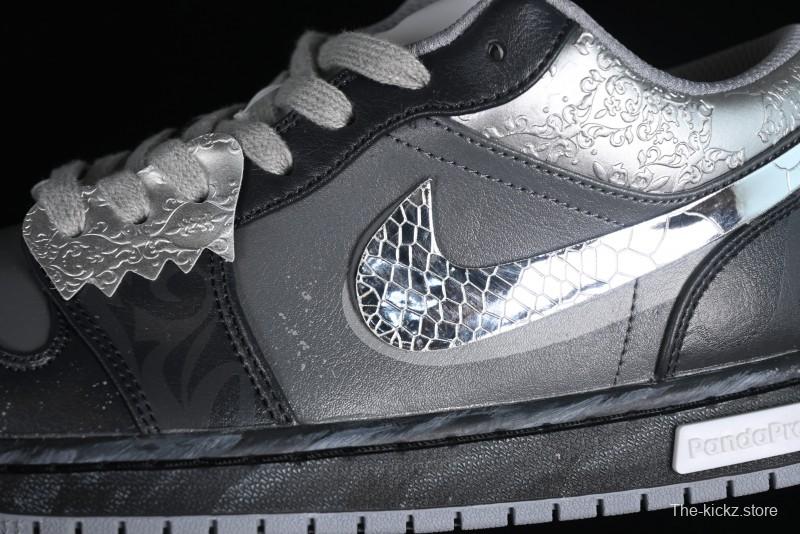 Nike Air Jordan 1 Low AJ1 Panda Prank Modern Gray Silver Black Low-top Casual Sneakers - 553560-053
