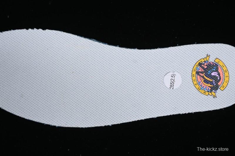 Nike Air Jordan 1 Low Flight Vintage Casual Sneakers with Distressed White-Blue Design - FV8439-104