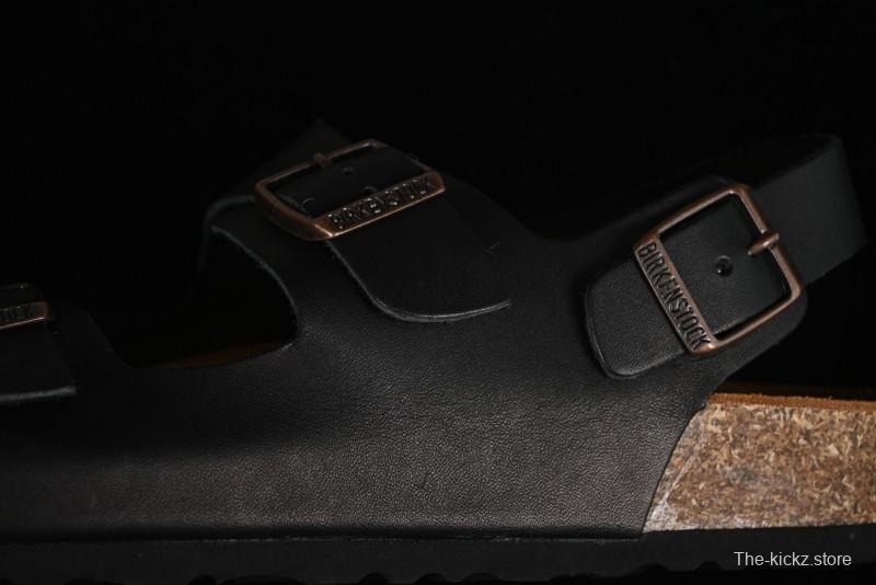 Birkenstock Birkenstock Sandals Series Black Leather with Soft Cushioning Cork Midsole - T.D4