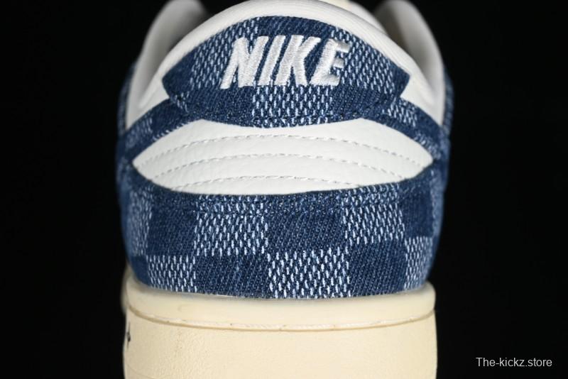 Nike SB Dunk Low LV Collaboration - Denim Checker Anniversary High-End Custom Low-Top Casual Skate Shoes - JH8310-949