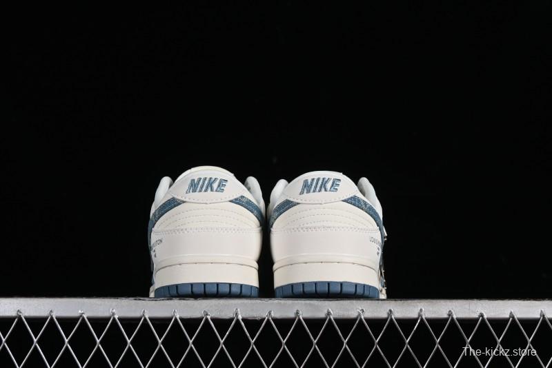 Nike SB Dunk Low LV Collaboration - Light Blue Denim Anniversary High-End Custom Low-Top Casual Skate Shoes - XP3802-336