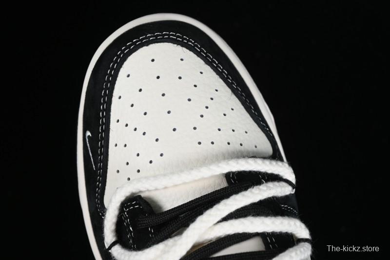 Stussy x Nike Dunk Low SB Sneakers in Beige Black Swoosh - SJ2068-252