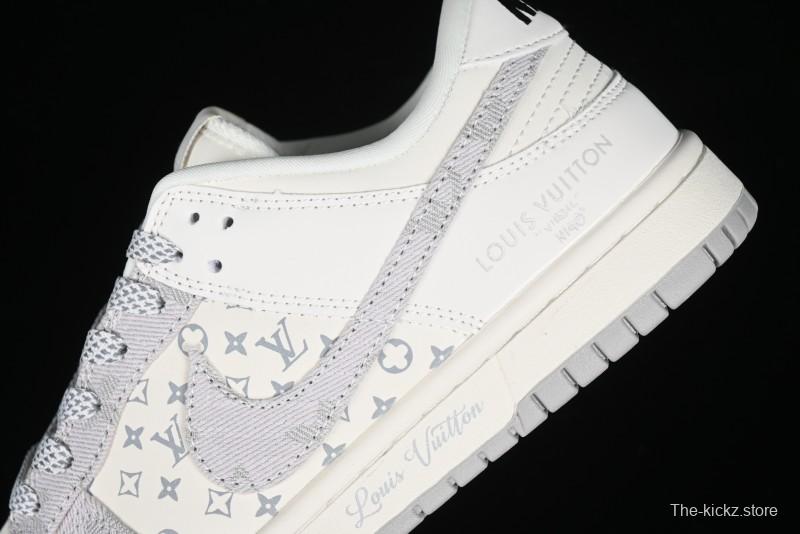 Nike SB Dunk Low LV Collaboration - Beige Denim Anniversary High-End Custom Low-Top Casual Skate Shoes - JH8310-947