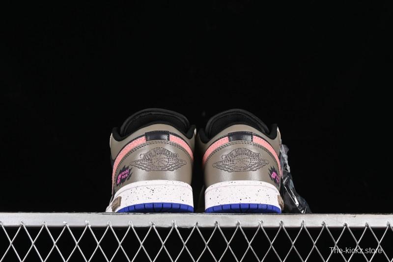 Nike Air Jordan 1 Low Retro Basketball Shoes with Panda Mischief Pioneer Knight Design - 553558-154