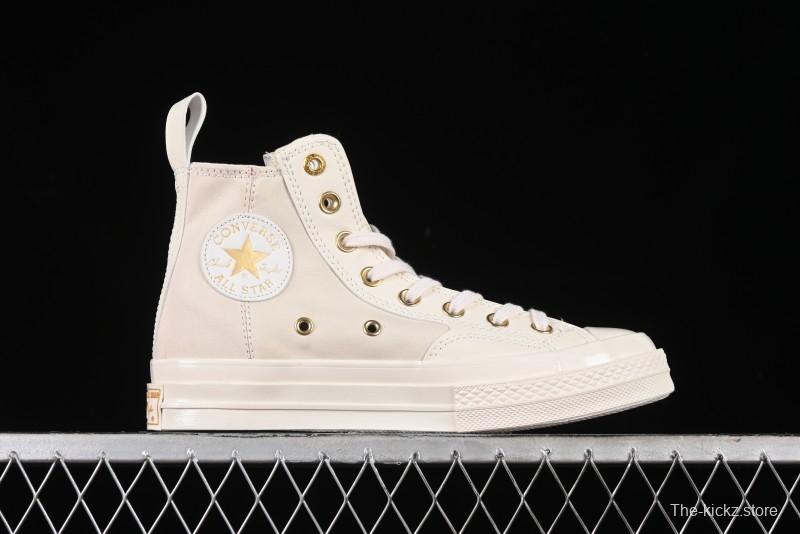 Converse Chuck 70s High Top Casual Sneakers with Cream Cloud and Gold Accents - A08232C