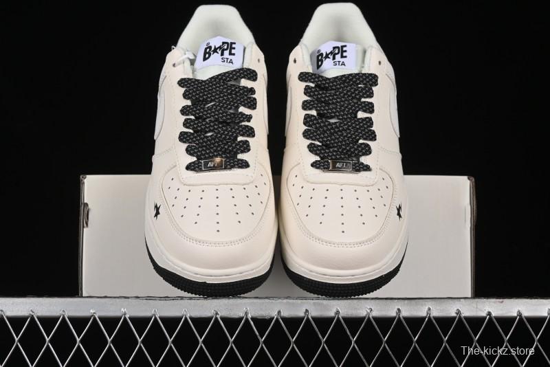 Nike Air Force 1 '07 Low Bape Collaboration - Black Beige Starry Sky Low Top Casual Sneakers - FG6688-103