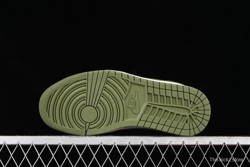Nike Travis Scott x Fragment Design x Air Jordan 1 Low OG SP AJ1 Retro Sneakers in Sail Military Green - DM6688-602