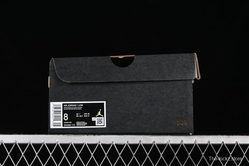 Nike Air Jordan 1 Low AJ1 Black White Gold Hook Basketball Shoes - 553558-172