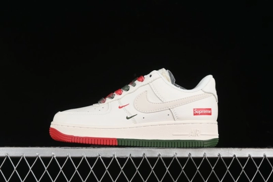 Nike Air Force 1 '07 Low Supreme Casual Sneakers in Beige Red Green - XZ6188-009
