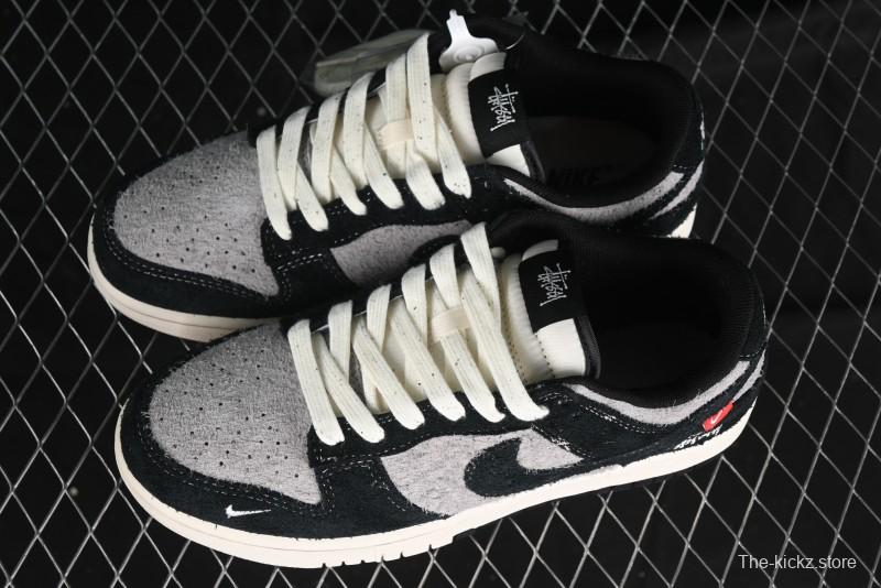 Nike SB Dunk Low Stussy Series - Grey Black with Black Swoosh Anniversary Custom Low-Top Casual Skate Shoes - MM1089-028