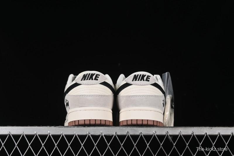 Nike SB Dunk Low Stussy Collaboration - Grey Black Checkerboard Gum Sole Anniversary Custom Low-Top Casual Skate Shoes - CF3688-031