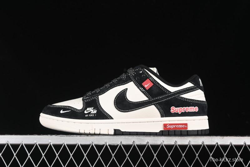 Nike SB Dunk Low SUP Collaboration - Black White Black Swoosh Anniversary Custom Low-Top Casual Skate Shoes - MM1089-020