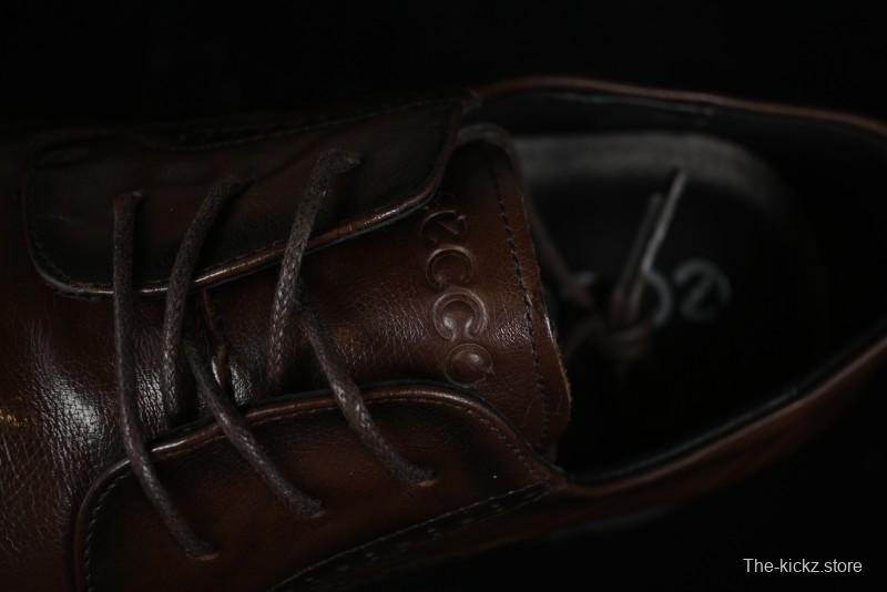 ECCO Block Derby Round Toe Genuine Leather Brogue Dress Shoes - 63667201002