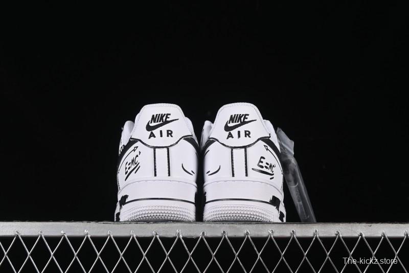 Nike Air Force 1 '07 Low Custom Casual Sneakers with Black and White Manga-Style Hand-Drawn Function Formulas - CT7724-111