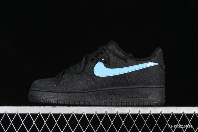 Nike Air Force 1 '07 Low Cleanfit Custom Official Bestseller Black Blue Starry Sky Full Diamond Casual Sneakers - ZH0316-042