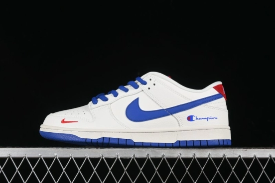 Nike SB Dunk Low Champion Collaboration - Blue Swoosh Anniversary Custom Low-Top Casual Skate Shoes - KK1333-001