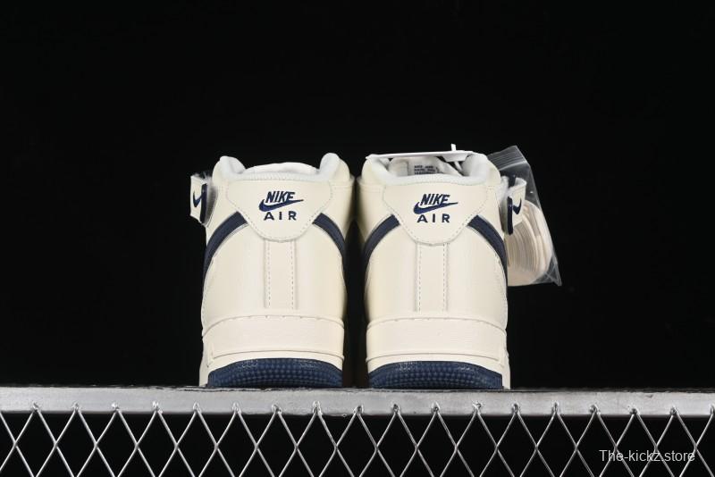 Nike Air Force 1 '07 Mid Deep Blue Two-Tone Sole Mid-Top Casual Sneakers with Reflective Stars - XL0236-233