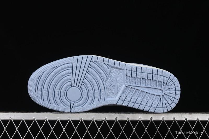 Nike Travis Scott x Fragment Design x Air Jordan 1 Low OG SP AJ1 Supreme Collaboration - Tie-Dye Blue Low-Top Casual Sneakers - CH6336-010