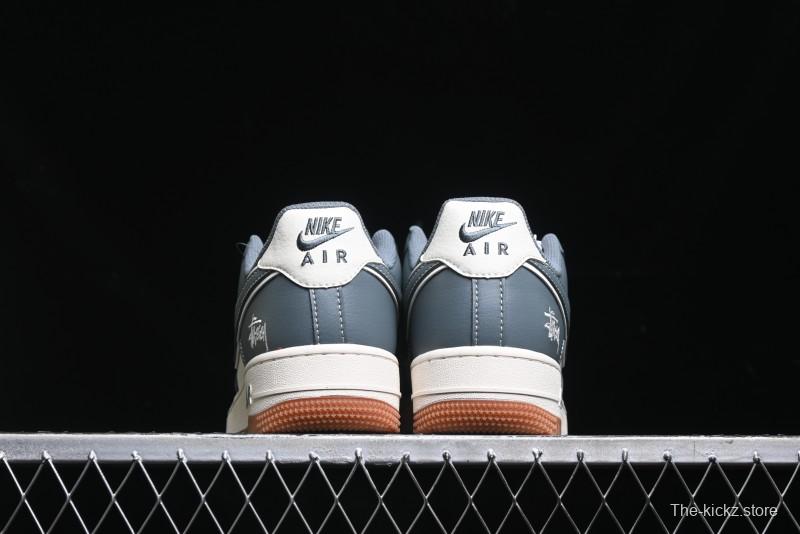 Nike Air Force 1 '07 Low Stussy Collaboration - Grey White Gum Sole Low-Top Casual Sneakers - XZ9688-101