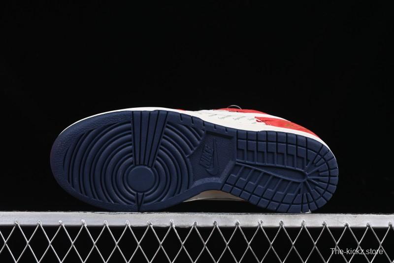Nike SB Dunk Low Supreme Collaboration - China Red with 3D White Swoosh Anniversary Custom Low-Top Casual Sneakers - FC1688-209