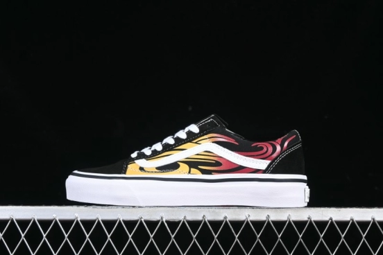 Vans Old Skool Flame Red Low-Top Casual Skate Shoes - VN000CQDBA5