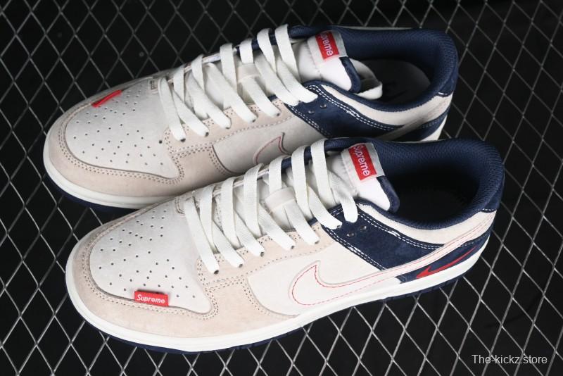 Nike SB Dunk Low Supreme Collaboration - Two-Tone White Swoosh Anniversary Customized Low-Top Casual Skate Shoes - DJ2024-045