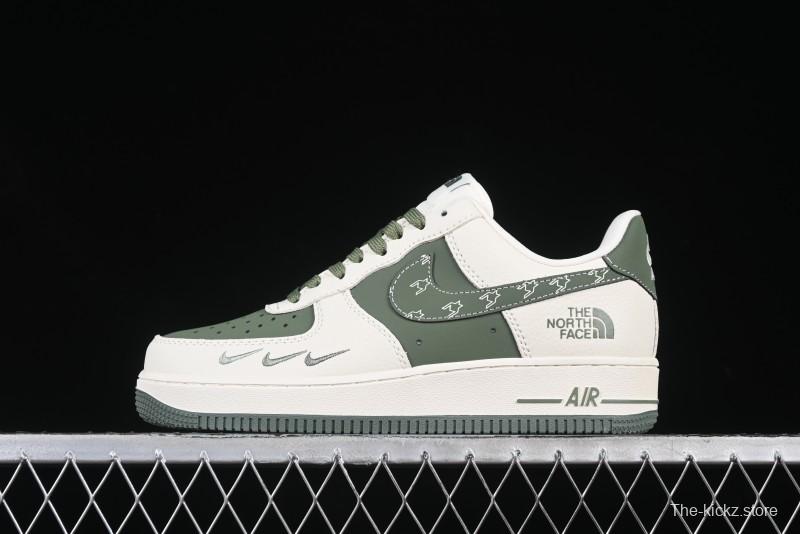 Nike Air Force 1 '07 Low The North Face Collaboration Beige Green Mini Swoosh Casual Sneakers - KK1988-043