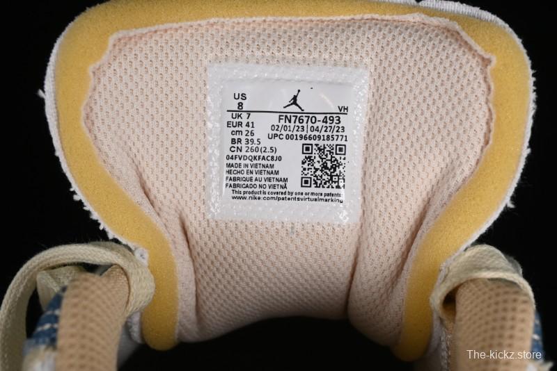 Nike Air Jordan 1 Low SE "WRMK" AJ1 Sashiko Stitch Low-Top Casual Sneakers - FN7670-493