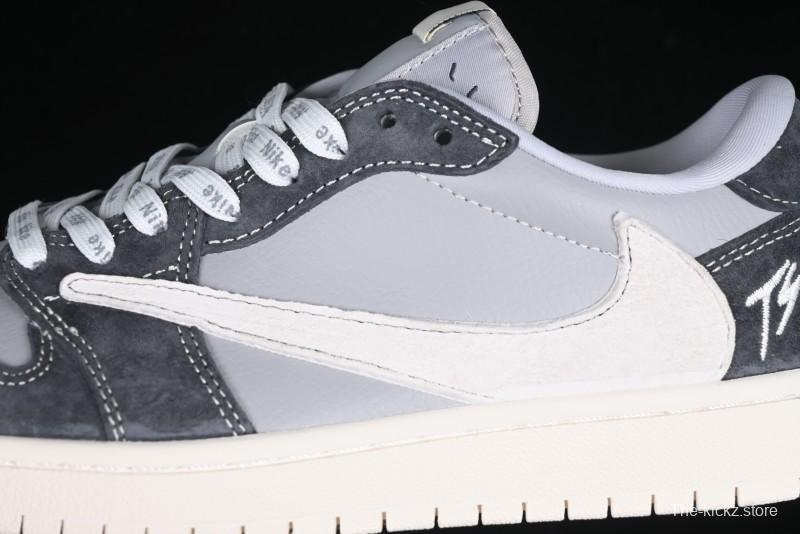 Nike Travis Scott x Fragment Design x Air Jordan 1 Low OG SP AJ1 Retro Sneakers in Traffic Grey - CF3688-055