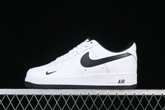 Nike Air Force 1 '07 Low White Black Swoosh Casual Sneakers - 315122-103