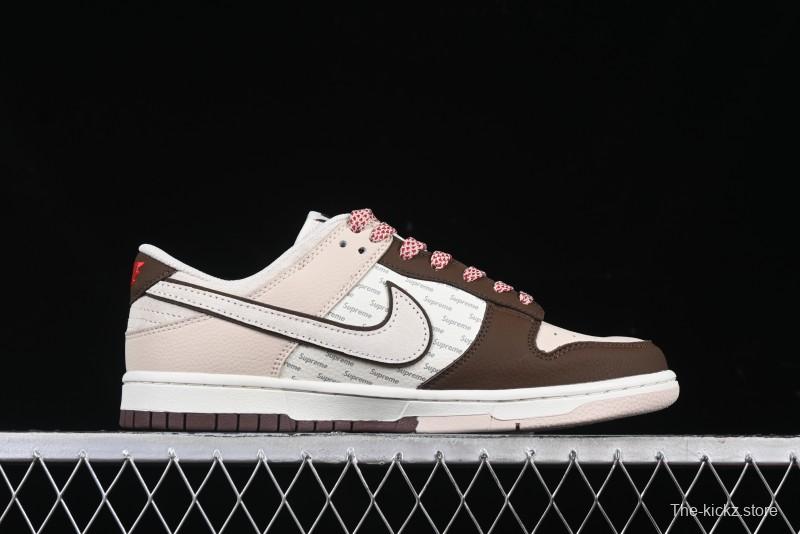 Nike SB Dunk Low Supreme Collaboration Bullet Screen White Check Anniversary High-End Custom Low-Top Casual Skate Shoes - DJ2024-091