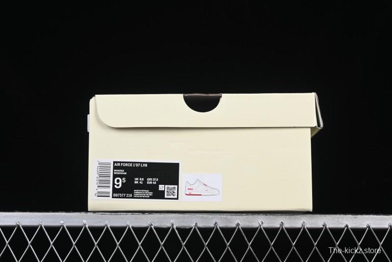 Nike Air Force 1 '07 Low Supreme Collaboration Beige Red Color Block Low-Top Casual Sneakers - BB7577-216
