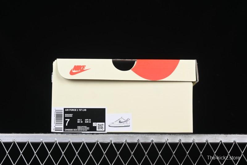 Nike Air Force 1 '07 Low Stussy Collaboration Beige Grey Embroidered Swoosh Low-Top Casual Sneakers - DM6688-003