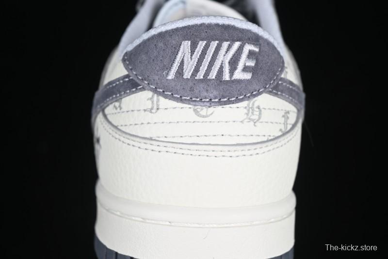 Nike SB Dunk Low Chrome Hearts Collaboration Cross Print Grey Swoosh Anniversary Custom Low-Top Casual Sneakers - DJ2024-064