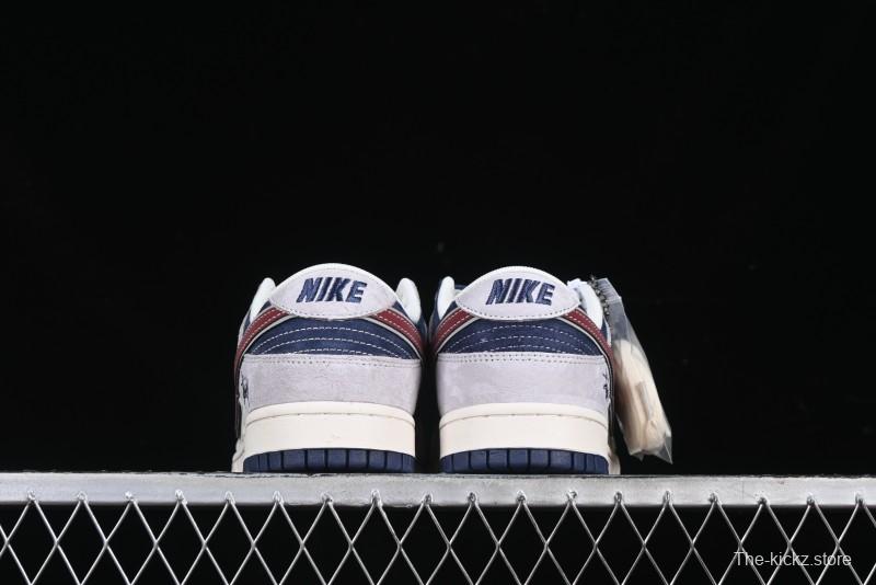 Nike SB Dunk Low Stussy Collaboration Black Burgundy Swoosh Anniversary Custom Low-Top Casual Skate Shoes - DM6868-022