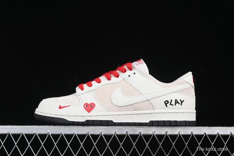 Nike SB Dunk Low Comme des Garcons Play Heart White Anniversary Custom Low-Top Casual Skate Shoes - DJ2024-052