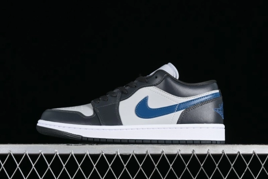 Nike Air Jordan 1 Low AJ1 Black Grey Blue Hook Basketball Shoes - DC0774-040