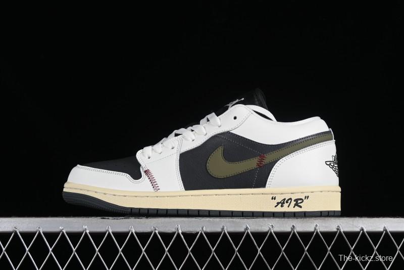 Nike Air Jordan 1 Low AJ1 Custom Black Green Low-Top Culture Casual Sneakers - DC0774-001