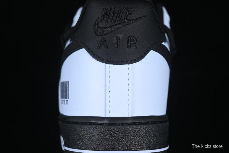 Custom "I Love U" Black & White Sneakers - Sleek Barcode Design