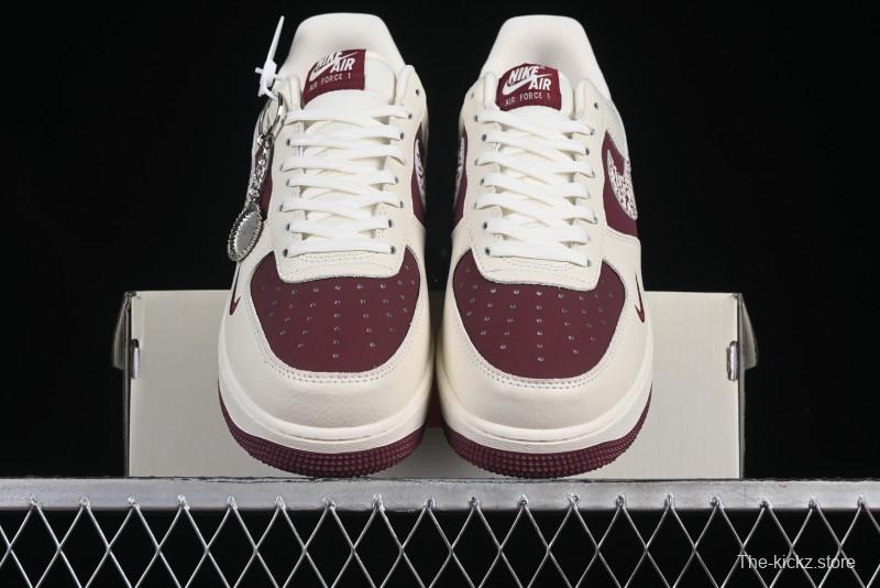 Nike Air Force 1'07 Low Supreme Collaboration Rice Wine Red Casual Sneakers - KK1988-070