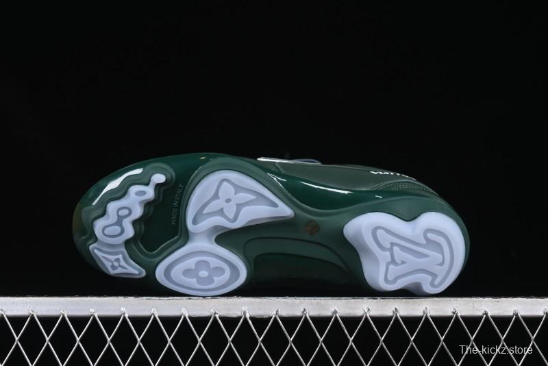 Louis Vuitton Footprint Soccer 2025 Spring Summer Collection Round Toe Lace-Up Low Top Lifestyle Casual Shoes - D.GREEN