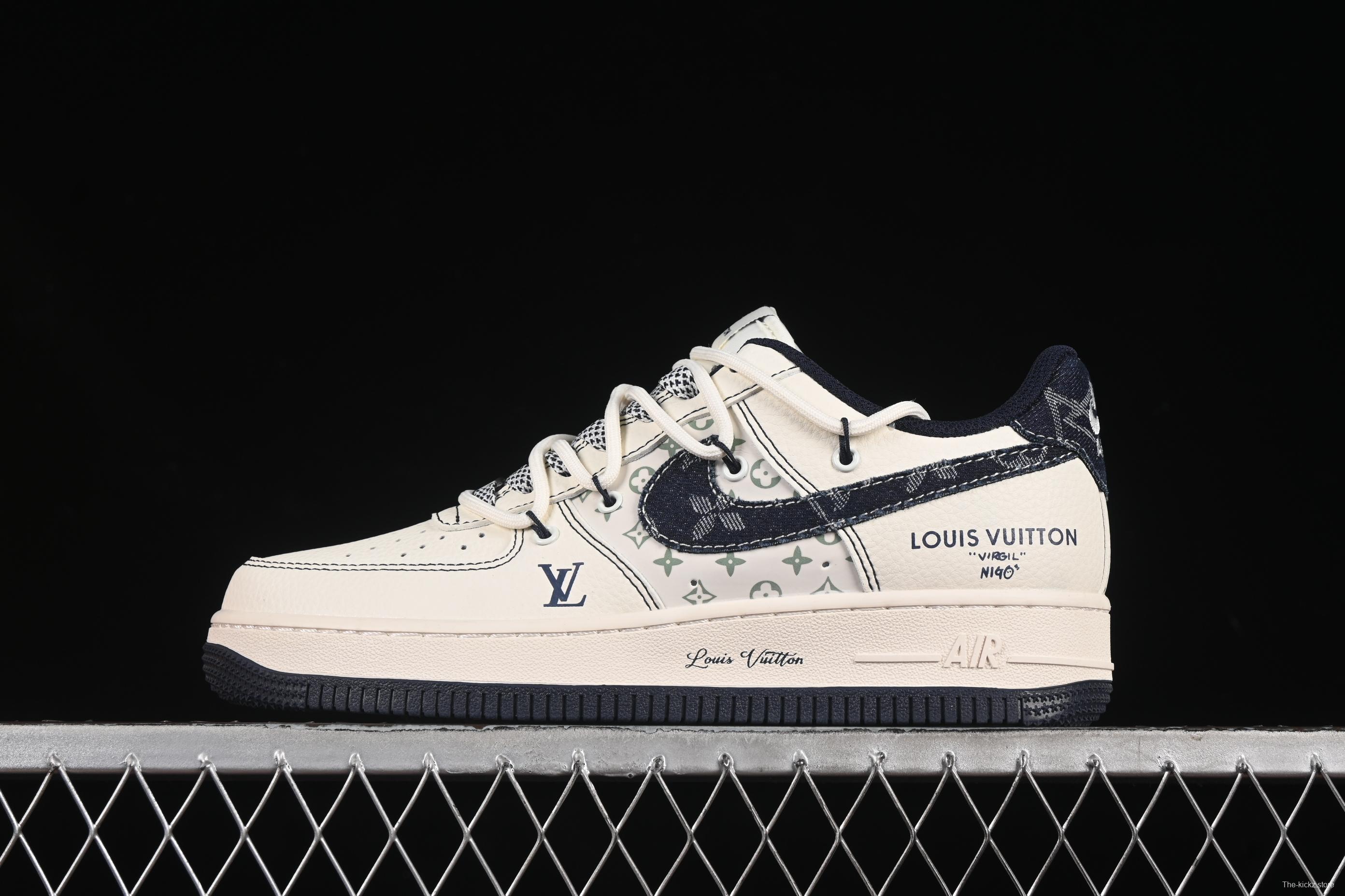 Nike Air Force 1 '07 Low LV Collaboration Black Denim Hook Drawstring Casual Sneakers - DM6868-060