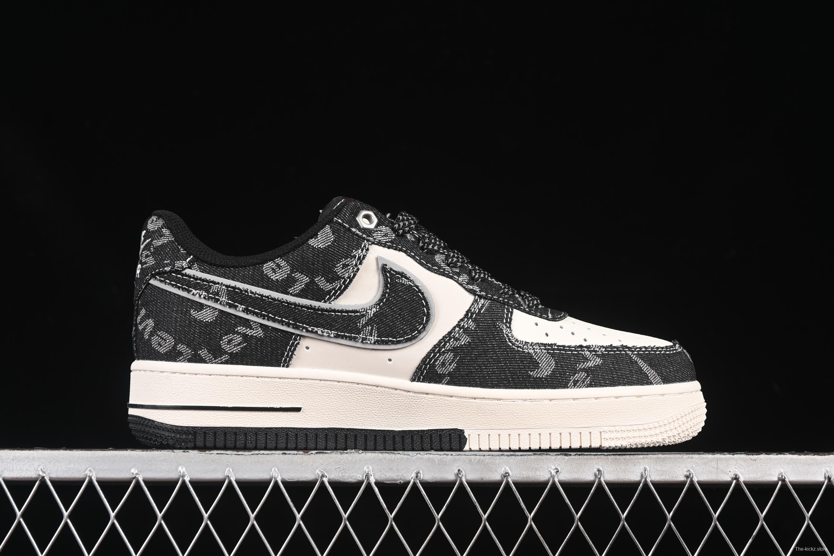 Nike Air Force 1 '07 Low Levi's Collaboration Dual-Tone Black Denim Casual Sneakers - YX5066-312