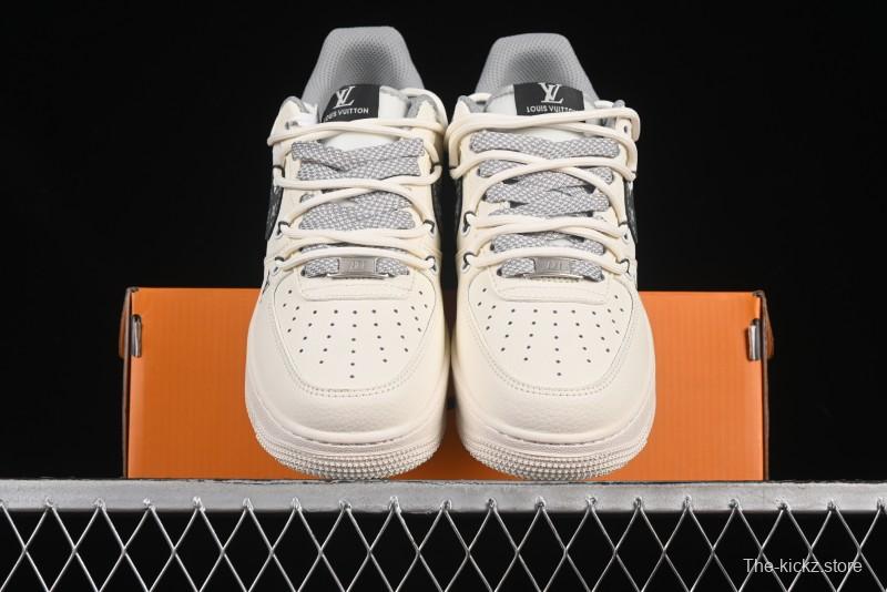 Nike Air Force 1 '07 Low LV Collaboration Two-Tone Grey Pattern Lace-Up Casual Sneakers - DM6868-063