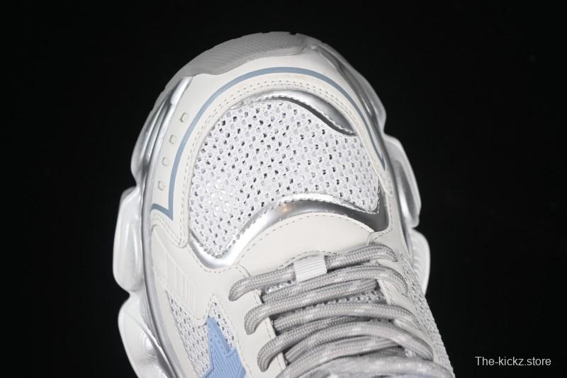 GG-CC Star Same Style Lace-Up Hollow Out Dad Shoes with 5cm Hidden Height Increase - G25X269 White Blue