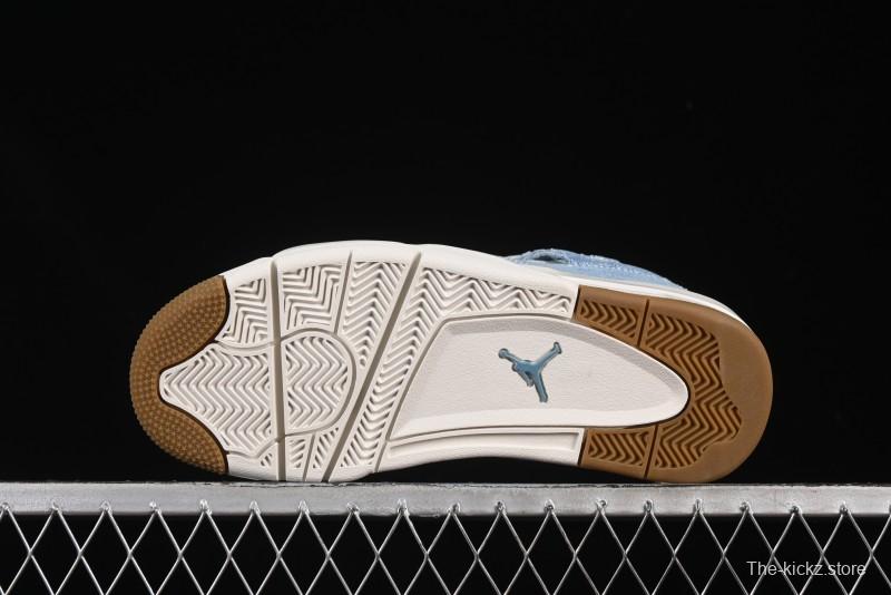 Nike Air Jordan 4 Retro Denim "Worn Blue" Sneakers with Distressed Wash Finish - IB6716-100