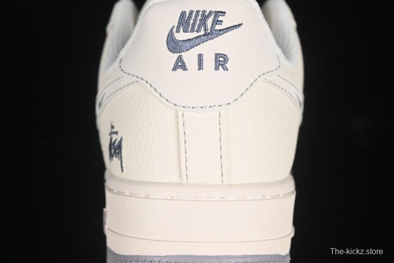 Nike Air Force 1 '07 Low Stussy Collaboration Beige Mini Swoosh Casual Sneakers - HH7518-064